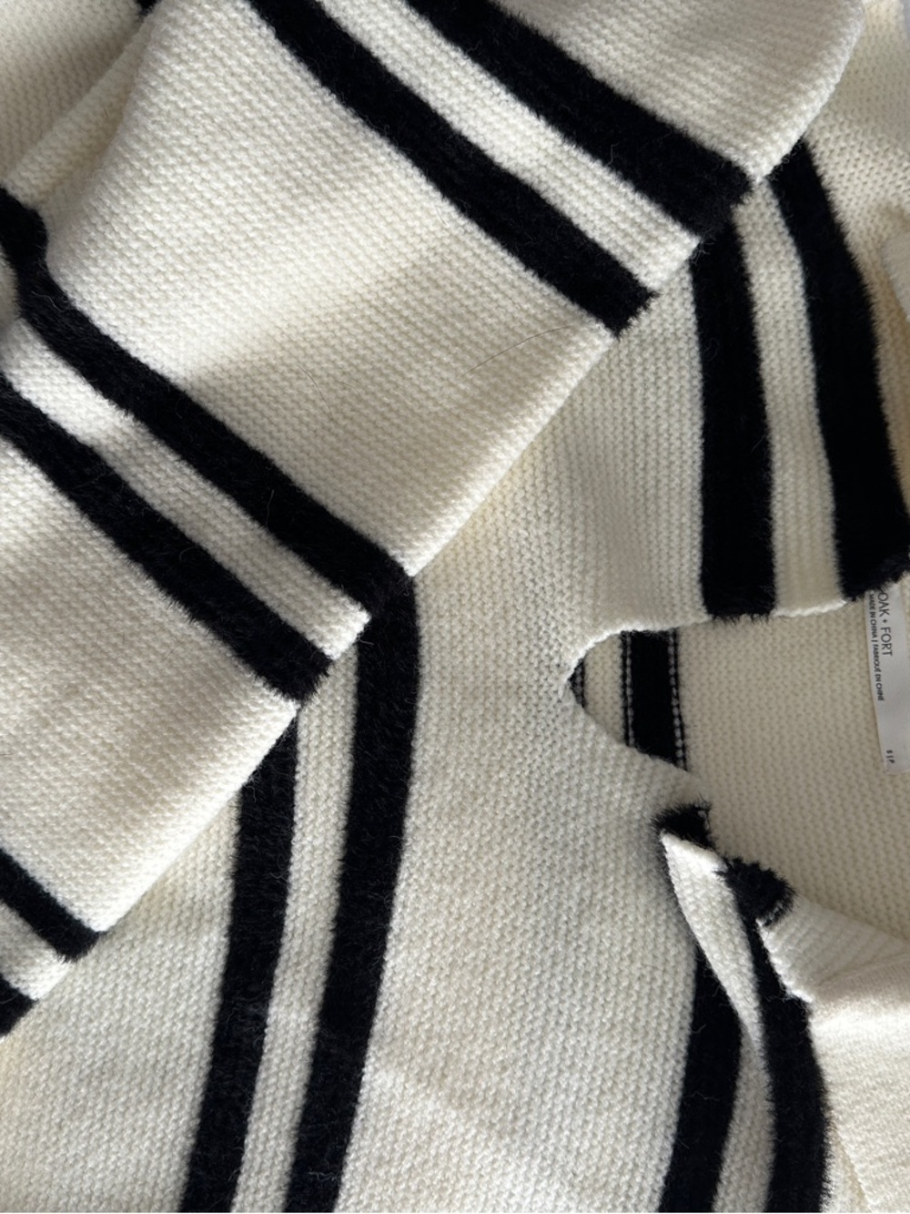 OAK + FORT Cream and Black Striped Knit Sweater - Picture 2 of 2